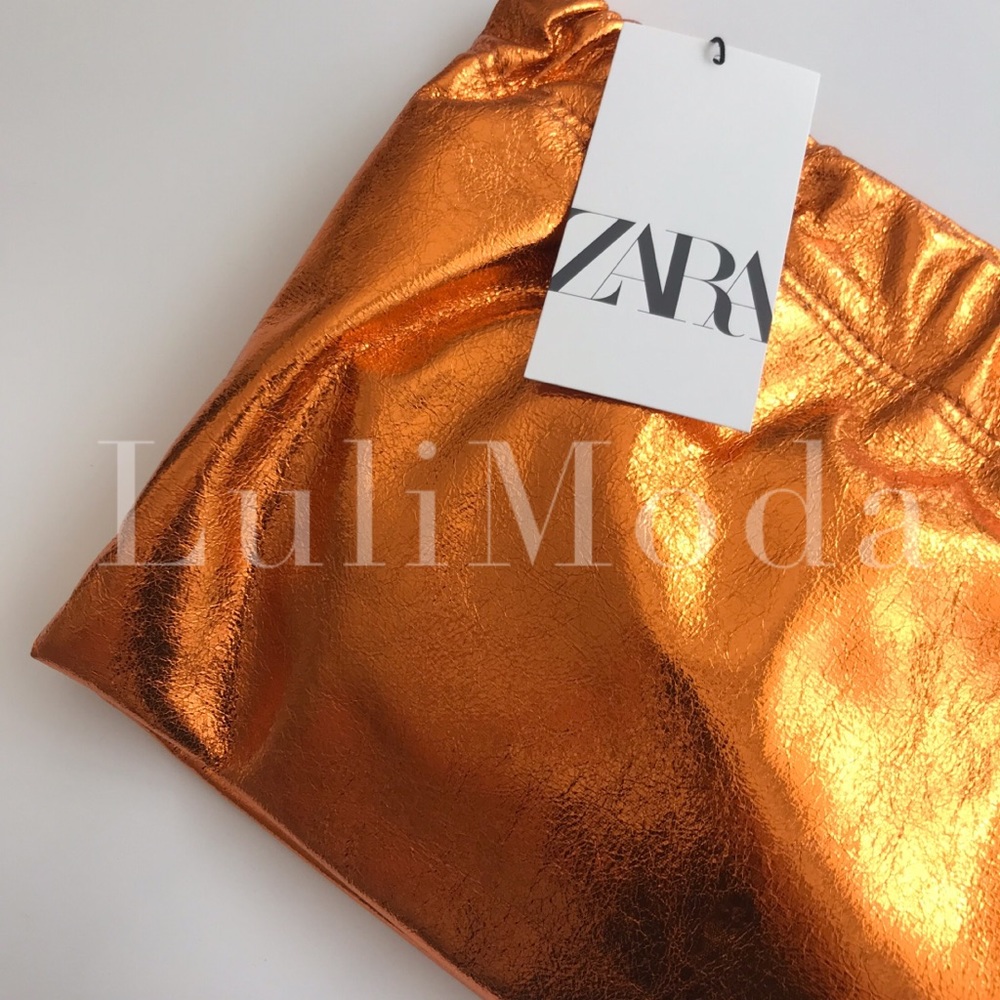 LAST TWO Zara Metallic Orange Clutch Crossbody Bag - Picture 5 of 7